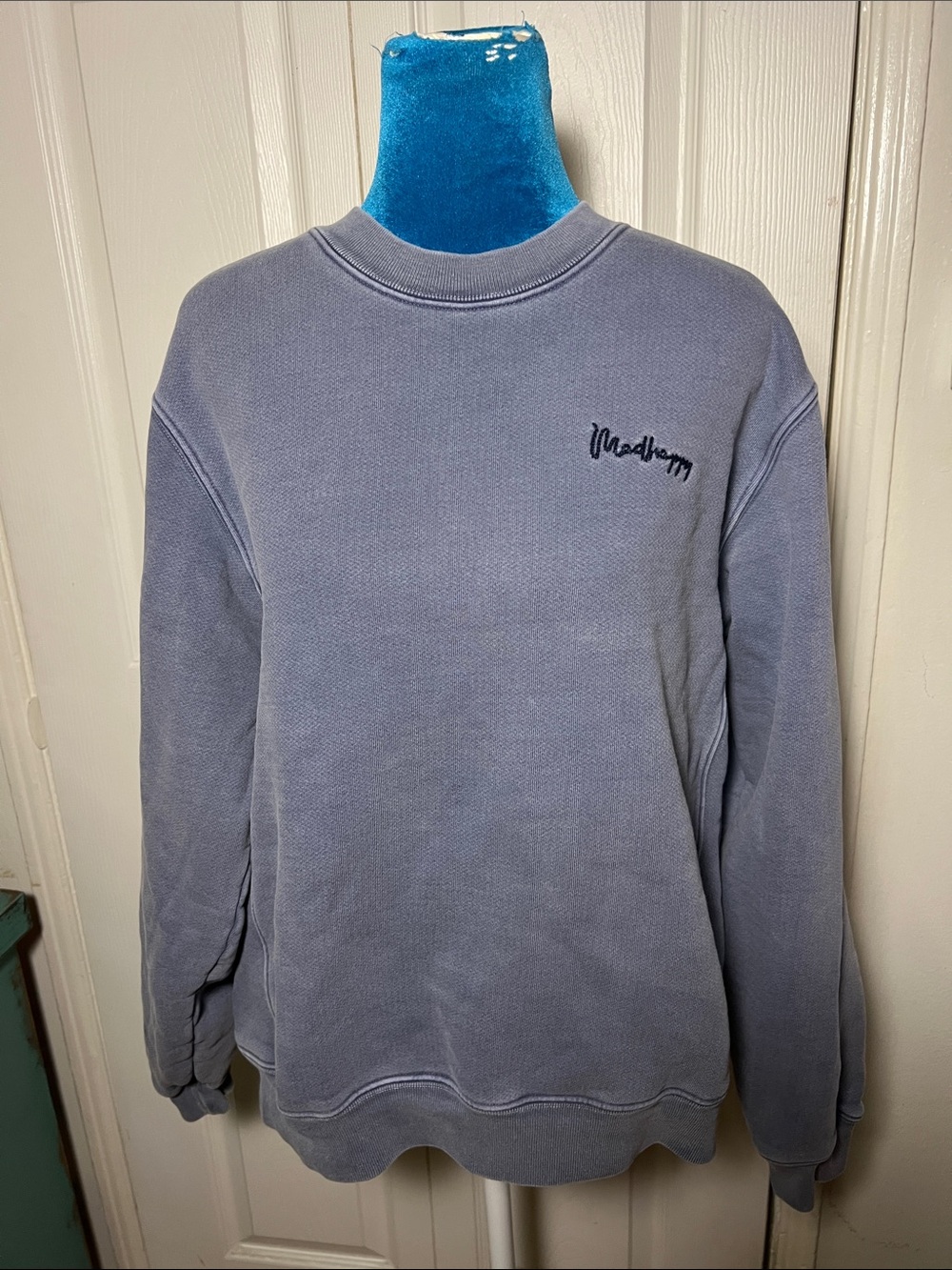 Madhappy Cotton Crew Sweatshirt Small Blue Oversized